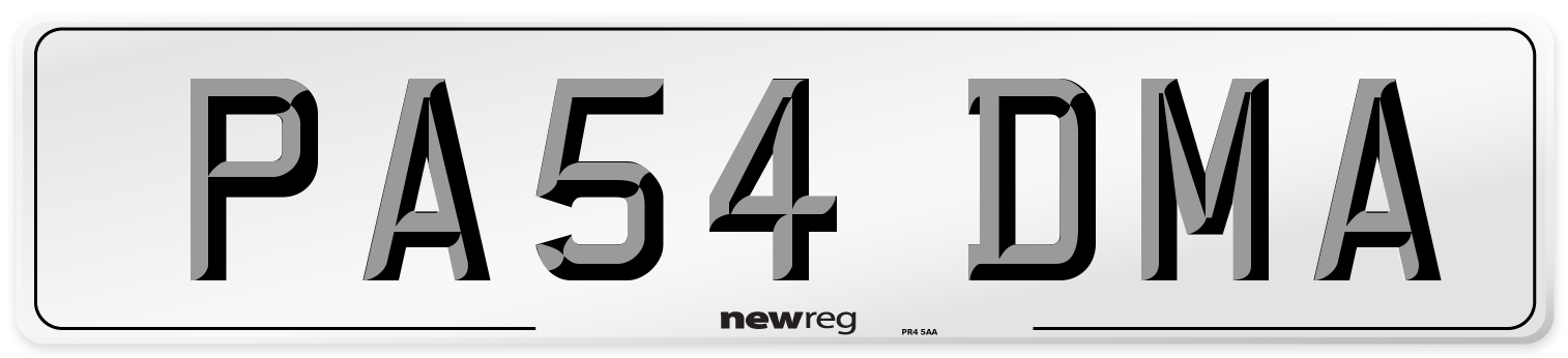 PA54 DMA Number Plate from New Reg